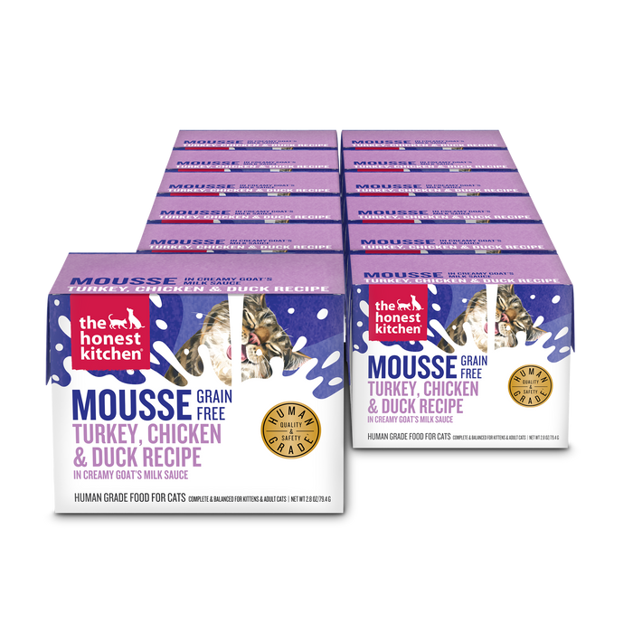 The Honest Kitchen Grain Free Turkey, Chicken & Duck Mousse In Goat's Milk Wet Cat Food, 12/2.8oz