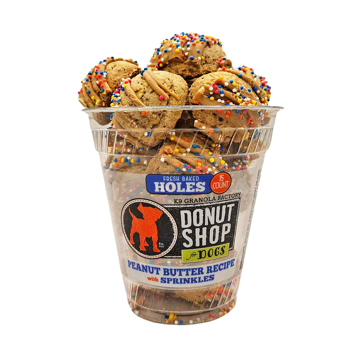 K9 Granola Factory Donut Shop Donut Holes For Dogs, Peanut Butter with Sprinkles, 15ct