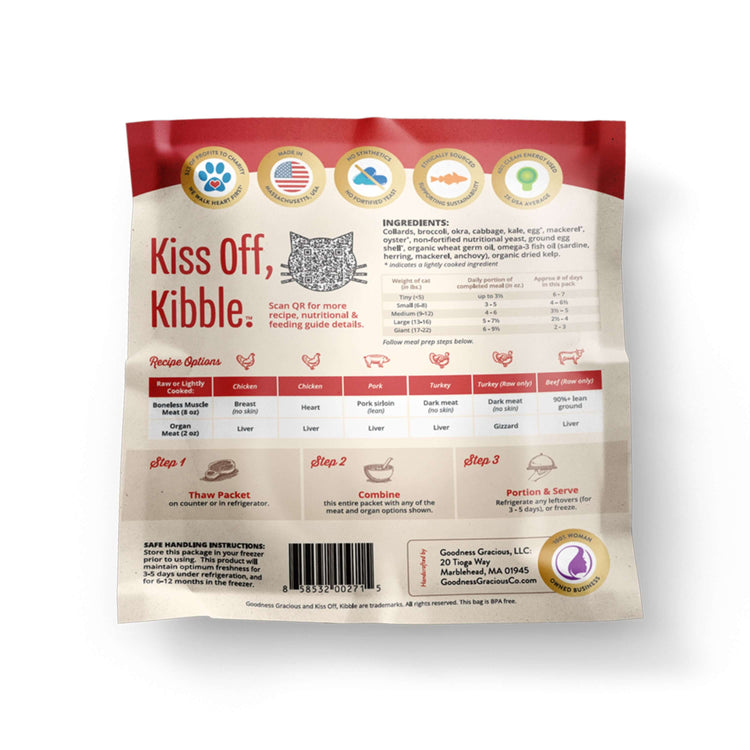 Goodness Gracious Human Grade Synthetic Free DIY Rotational Creation Gently Cooked Frozen Cat Food, 16ct/10lb Case