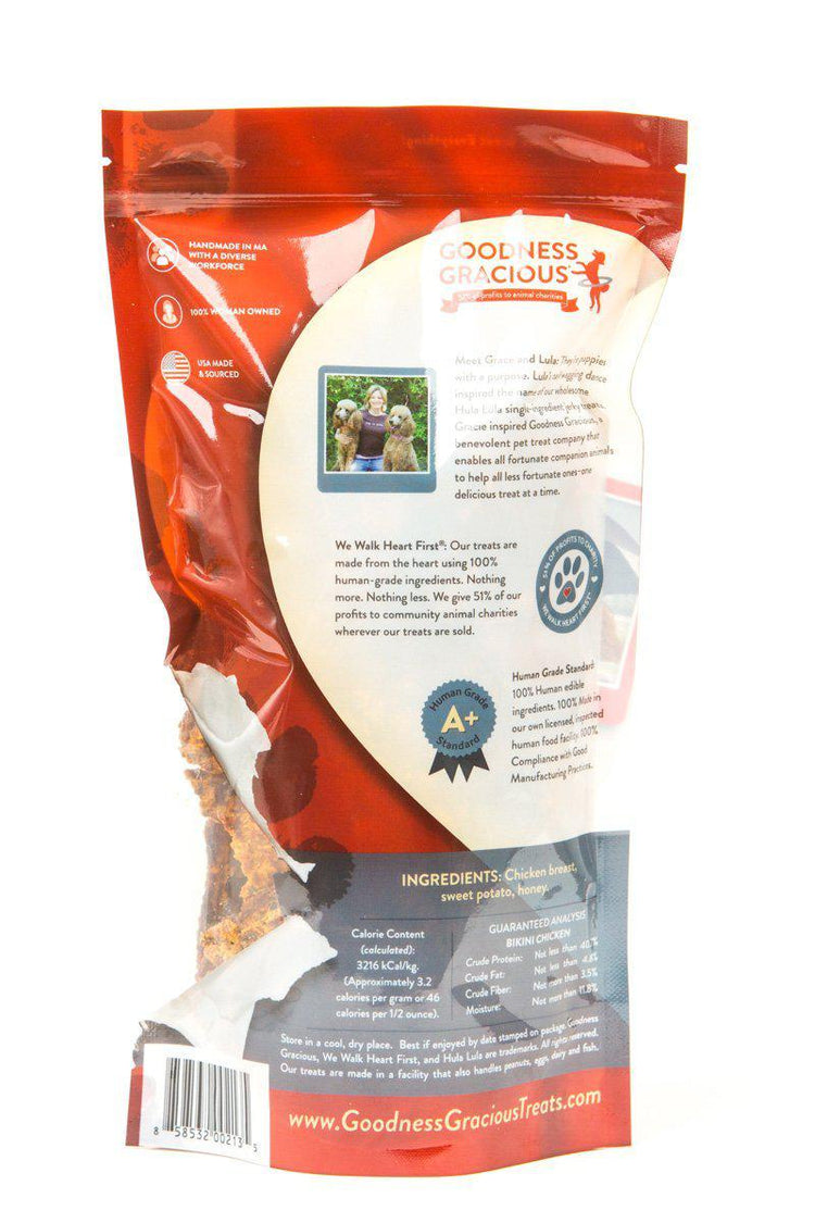 Goodness Gracious Human Grade Bikini Chicken & Sweet Potato Jerky Dog Treats, 8 oz bag