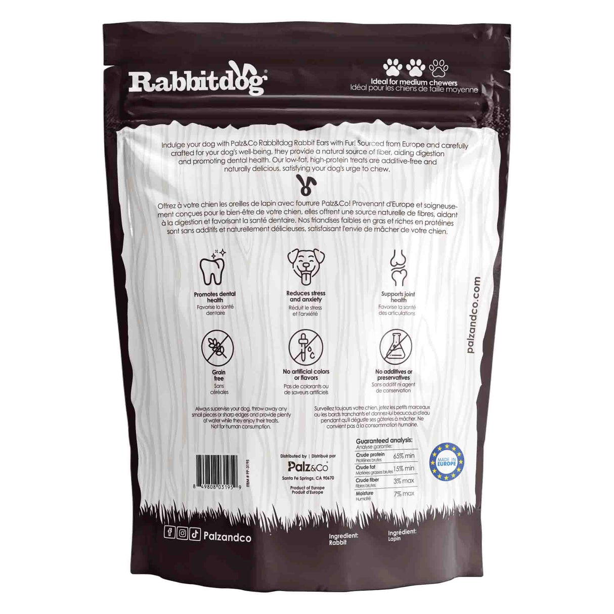 Palz&Co Rabbitdog Furry Rabbit Ear Dog Treats
