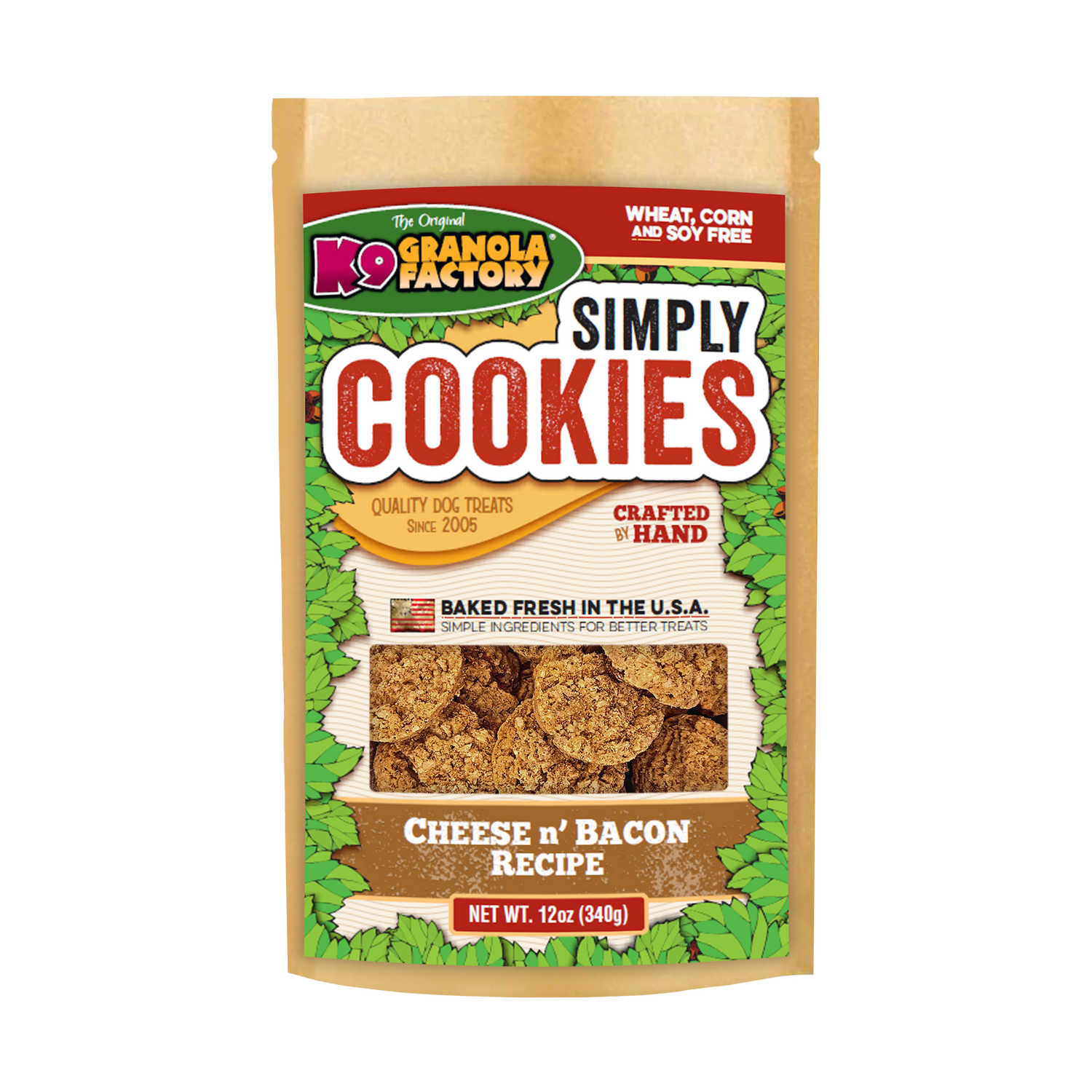K9 Granola Factory Simply Cookies Dog Treats, Cheese & Bacon Recipe