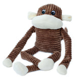 Zippy Paws Spencer the Crinkle Monkey Plush Dog Toy, Brown