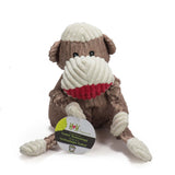 HuggleHounds Knottie Durable Squeaky Plush Dog Toy, Sock Monkey