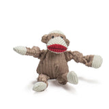 HuggleHounds Knottie Durable Squeaky Plush Dog Toy, Sock Monkey