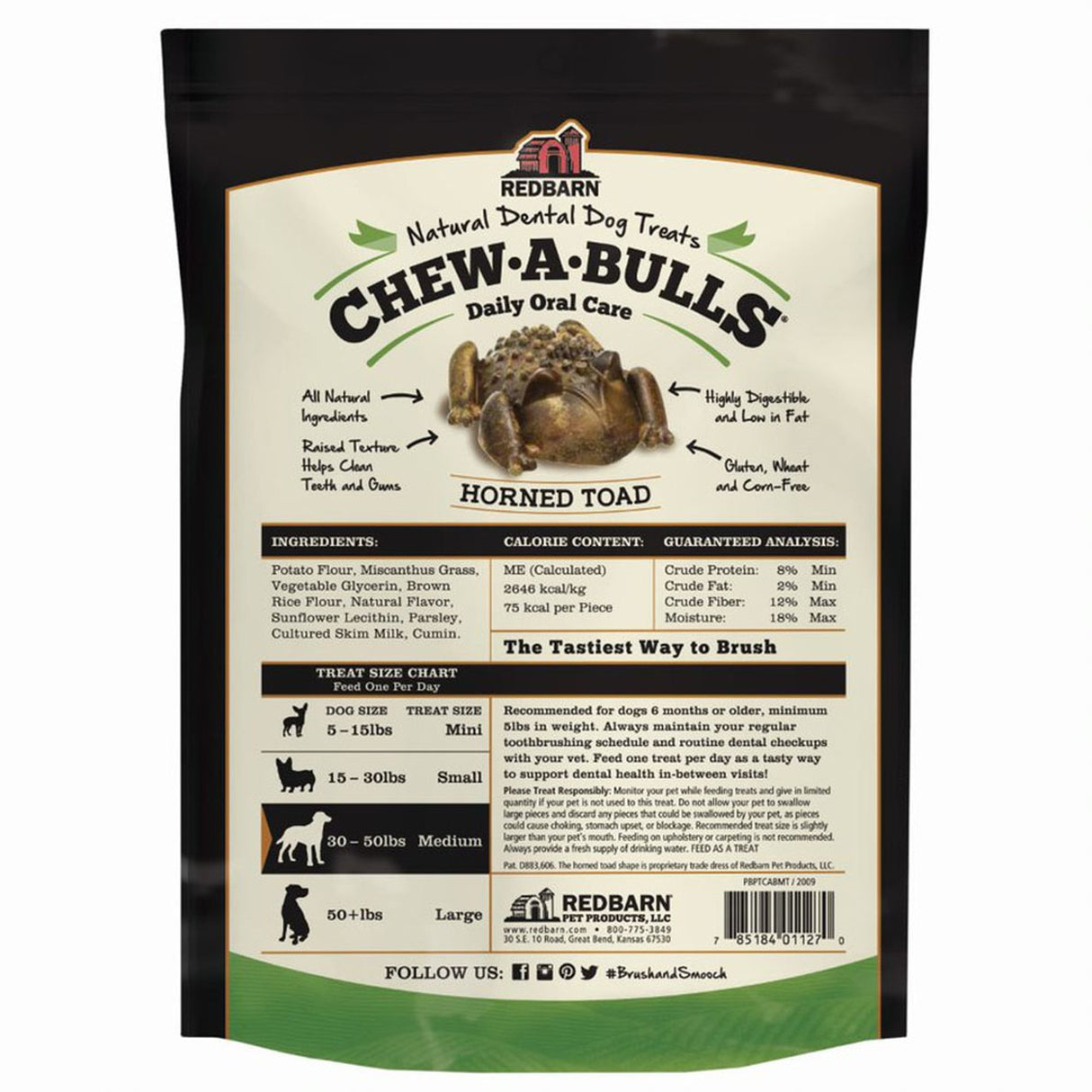 Redbarn Chew-A-Bulls Horned Toad Dental Chew For Dogs