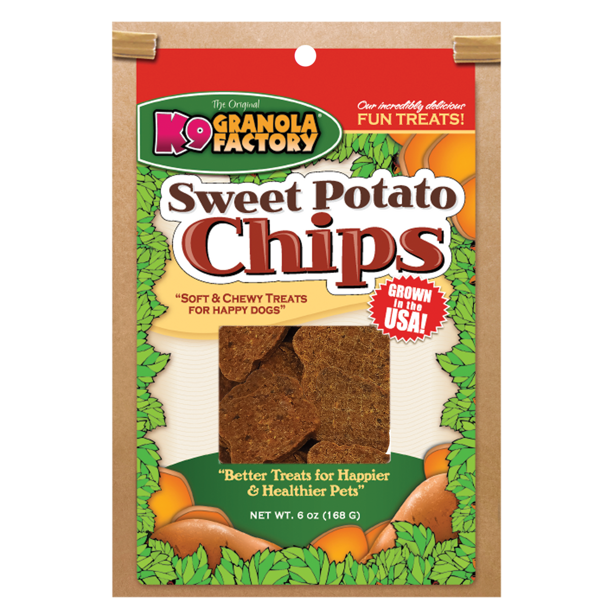 K9 Granola Factory Chip Collection Sweet Potato Chips Dog Treats, 6oz