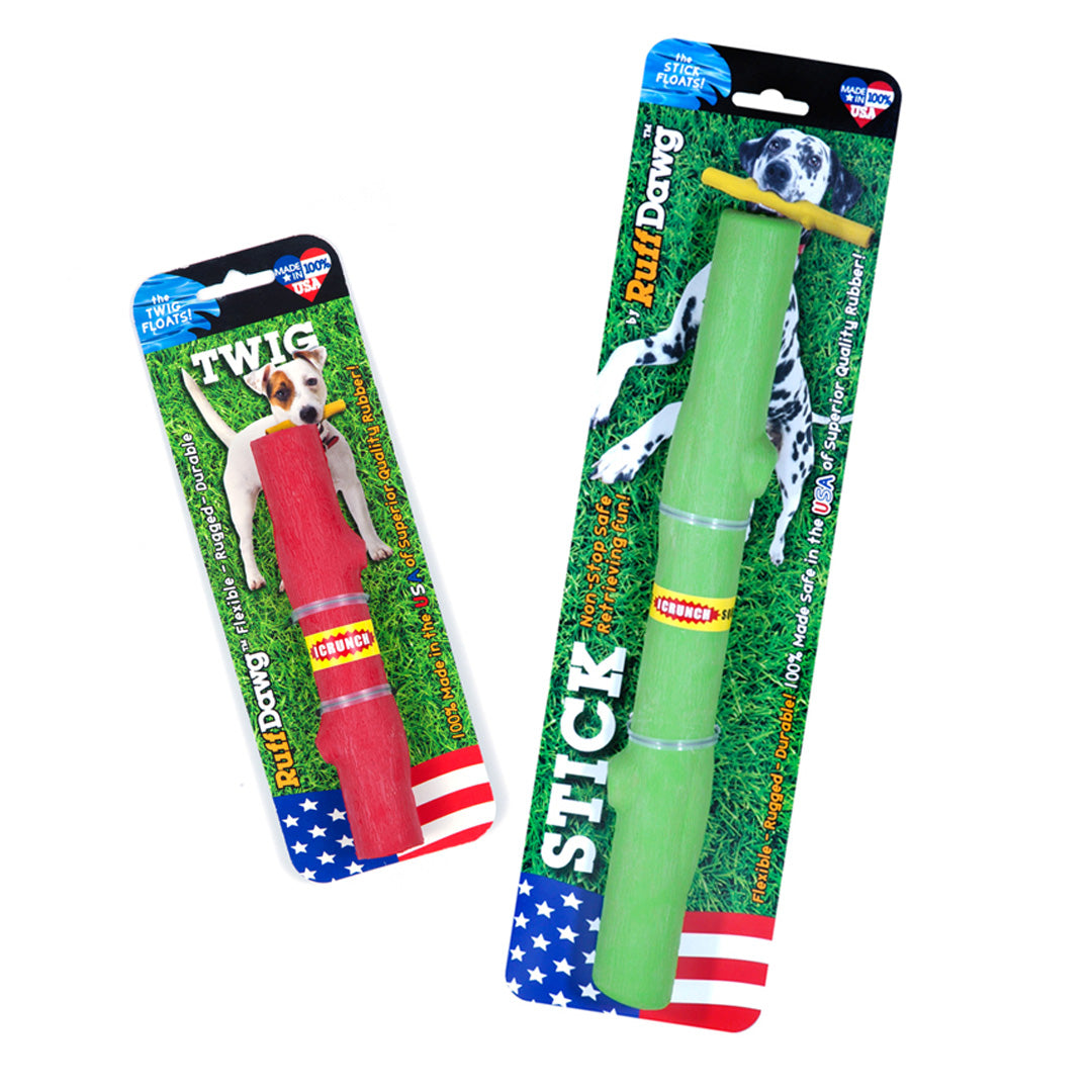 RuffDawg USA Rubber Retrieving Crunch Stick Dog Toy