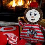 HuggleHounds Knottie Officially Licensed College Mascot Durable Squeaky Plush Dog Toy, Ohio State Buckeyes