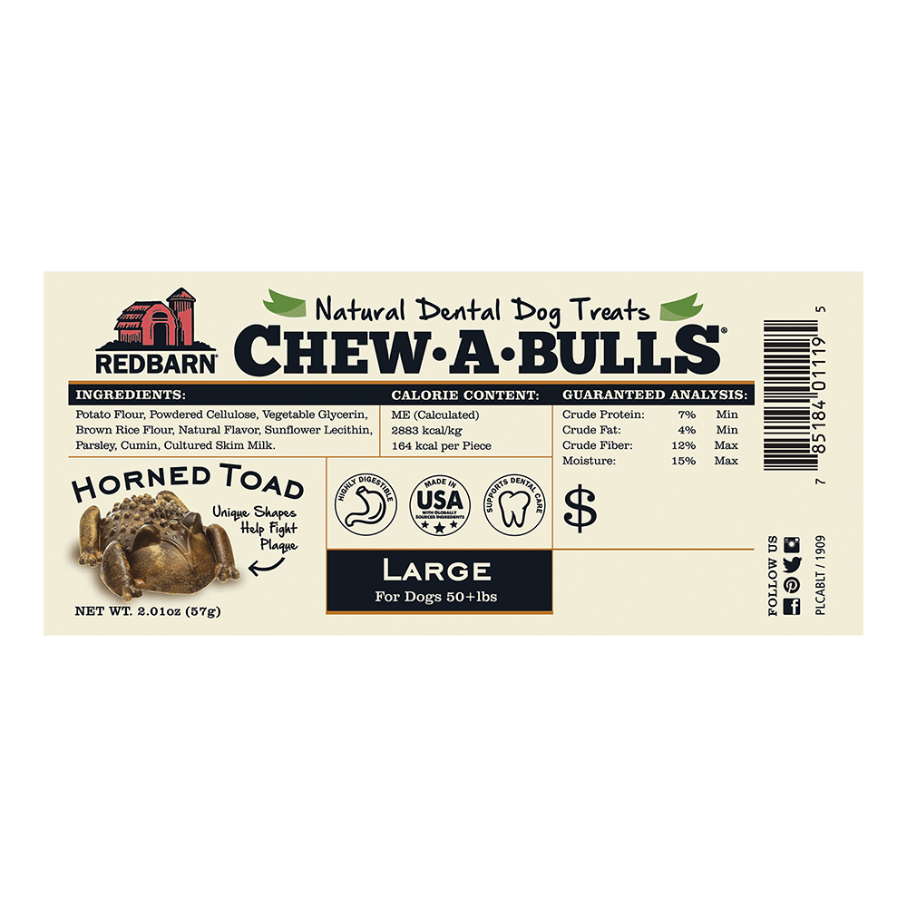 Redbarn Chew-A-Bulls Horned Toad Dental Chew For Dogs