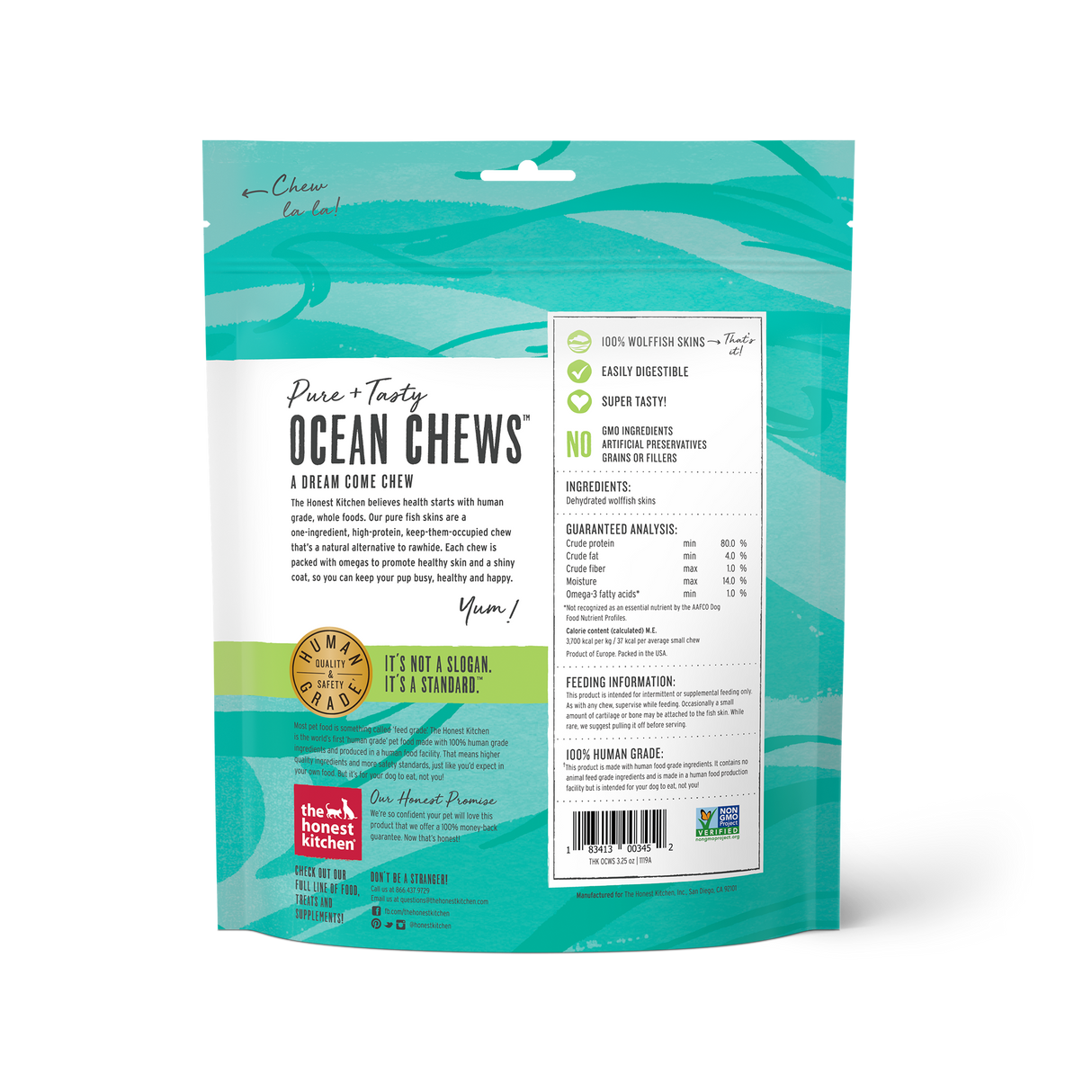 The Honest Kitchen Beams Wolffish Skins Dog Treats