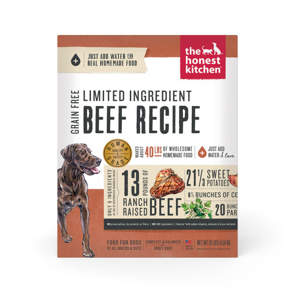 The Honest Kitchen Wholemade Grain Free Limited Ingredient Beef Recipe Dehydrated Dog Food