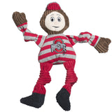 HuggleHounds Knottie Officially Licensed College Mascot Durable Squeaky Plush Dog Toy, Ohio State Buckeyes