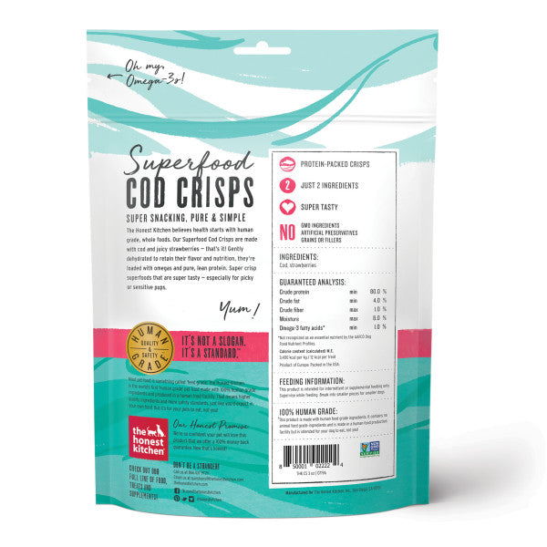 The Honest Kitchen Cod Crisps Dog Treats, Cod & Strawberry