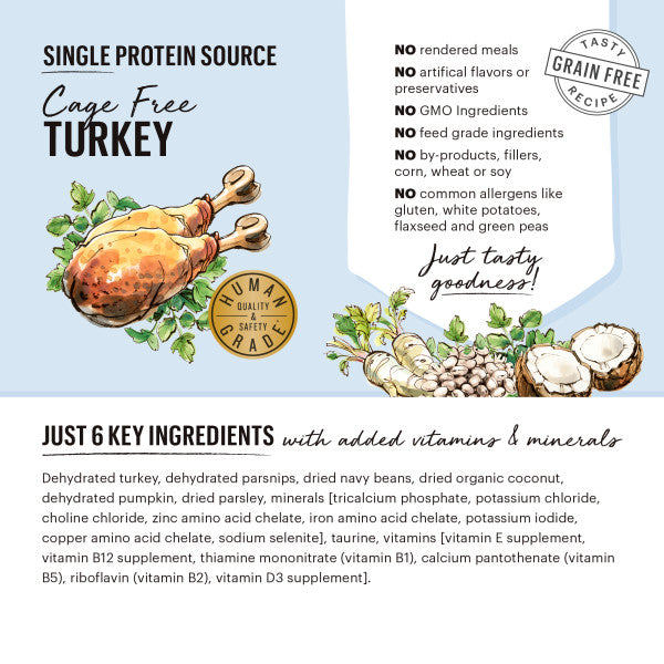 The Honest Kitchen Grain Free Limited Ingredient Turkey Recipe Dehydrated Dog Food, 4lb