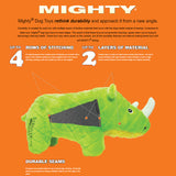 Tuffy Mighty Safari Green Rhinoceros Plush Dog Toy