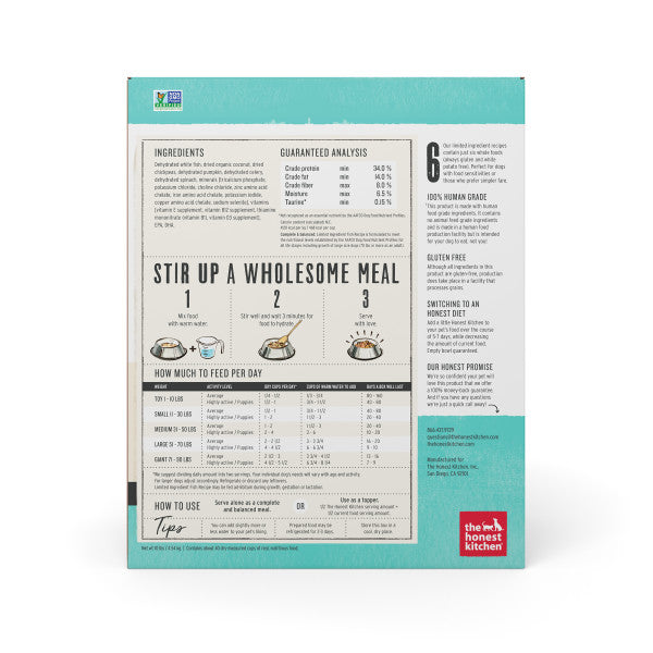 The Honest Kitchen Wholemade Grain Free Limited Ingredient Fish Recipe Dehydrated Dog Food