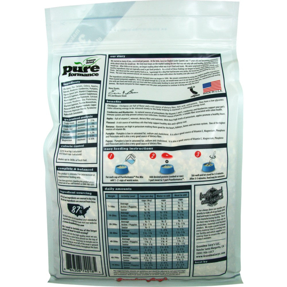 Grandma Lucy's Grain Free Pureformance Pre-Mix Freeze Dried Dog Food