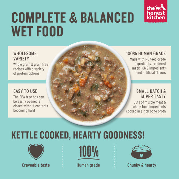 The Honest Kitchen One Pot Stews Roasted Beef Stew with Kale, Sweet Potatoes and Carrots Wet Dog Food, 6/10.5oz