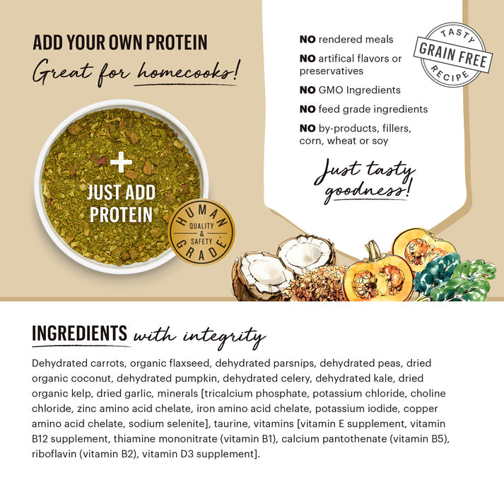 The Honest Kitchen Wholemade Grain Free Veggie, Nut & Seed Base Mix Dehydrated Dog Food